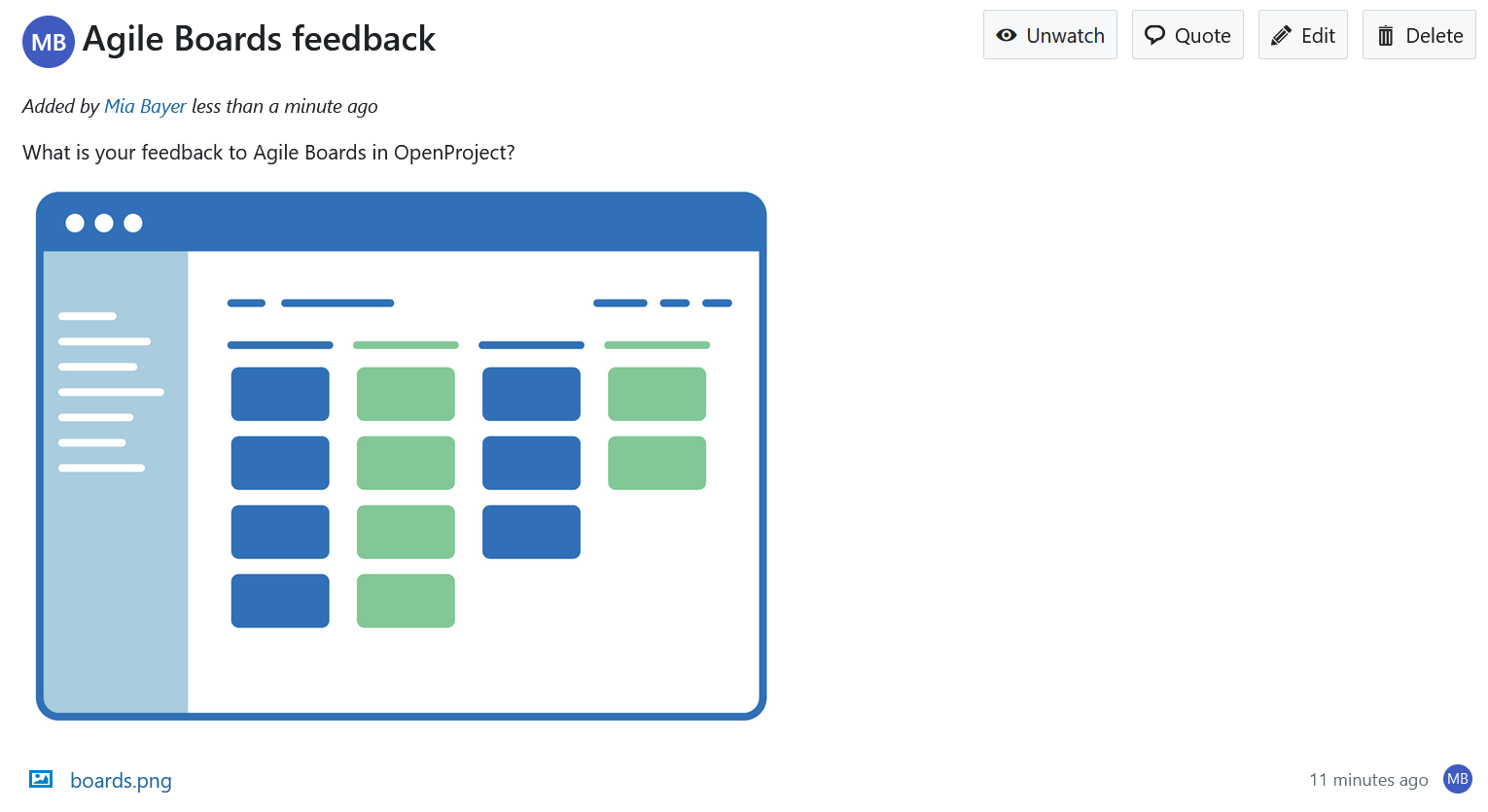 Nouveau message de forum dans OpenProject