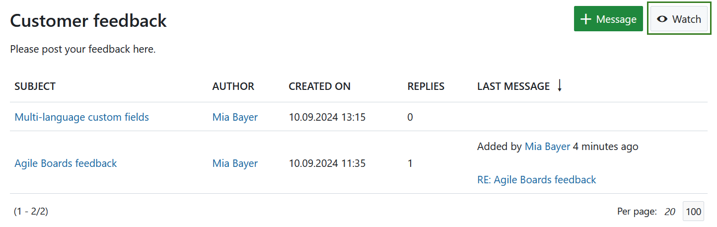 Surveiller un forum dans OpenProject