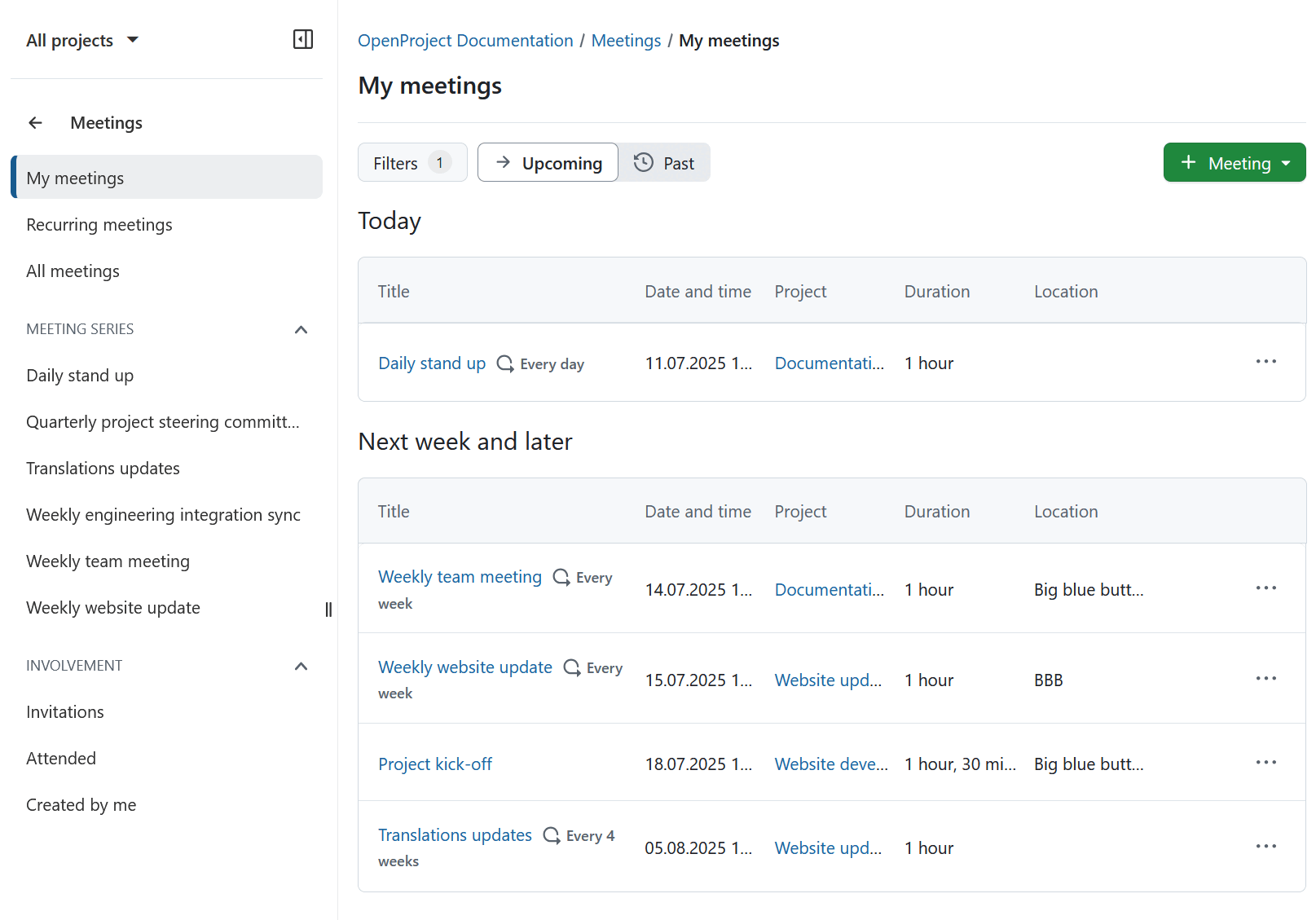 Le module global Réunions
