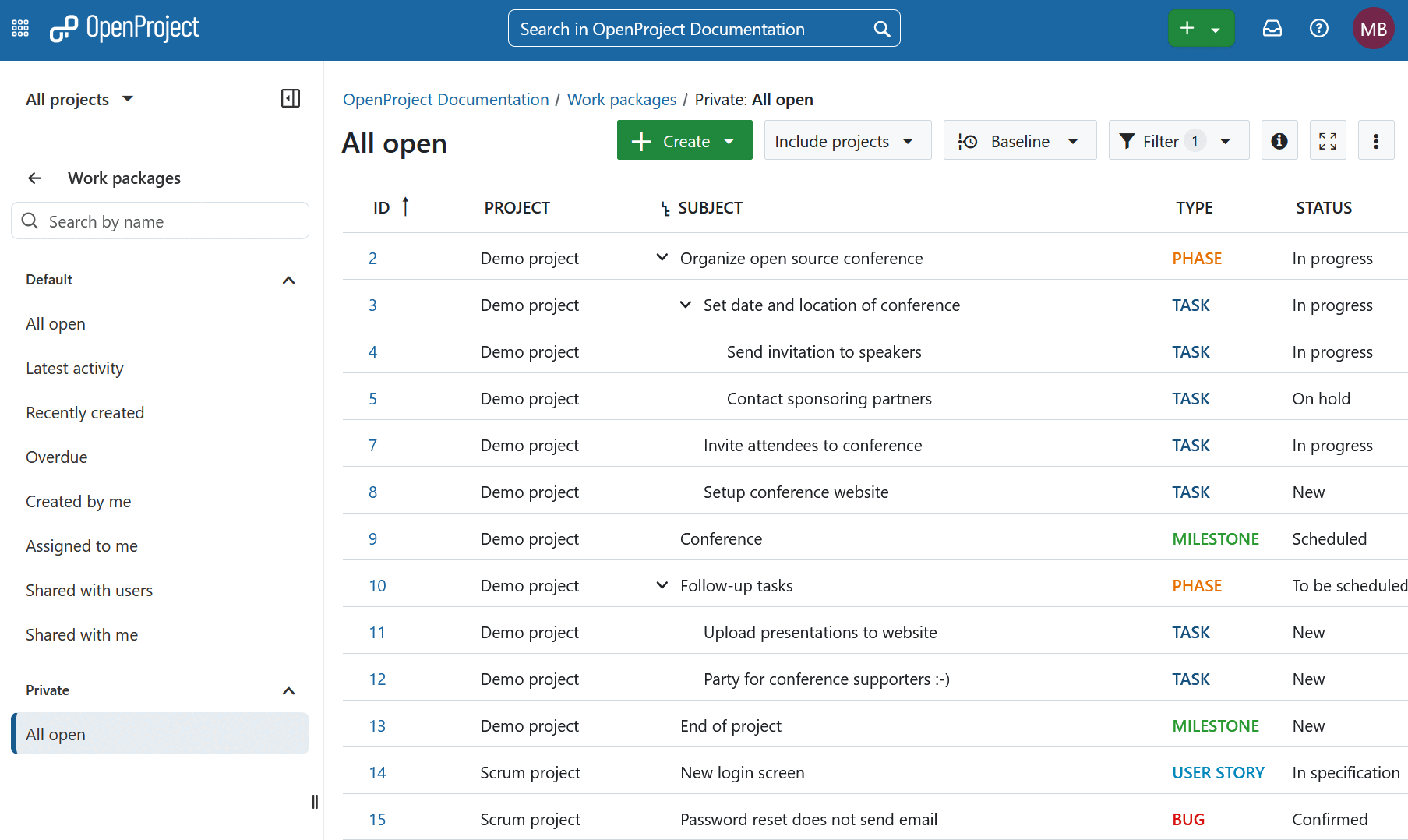 Le module global des lots de travaux