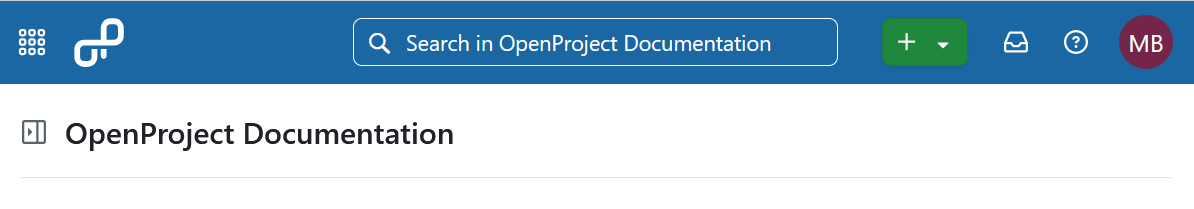 Cabecera de navegación en OpenProject