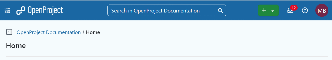 Kopfzeilennavigation in OpenProject