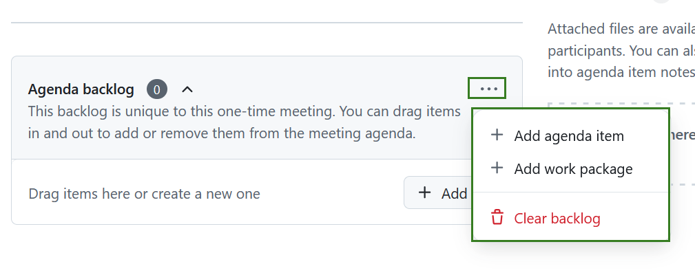 Agenda backlog in a single meeting in OpenProject