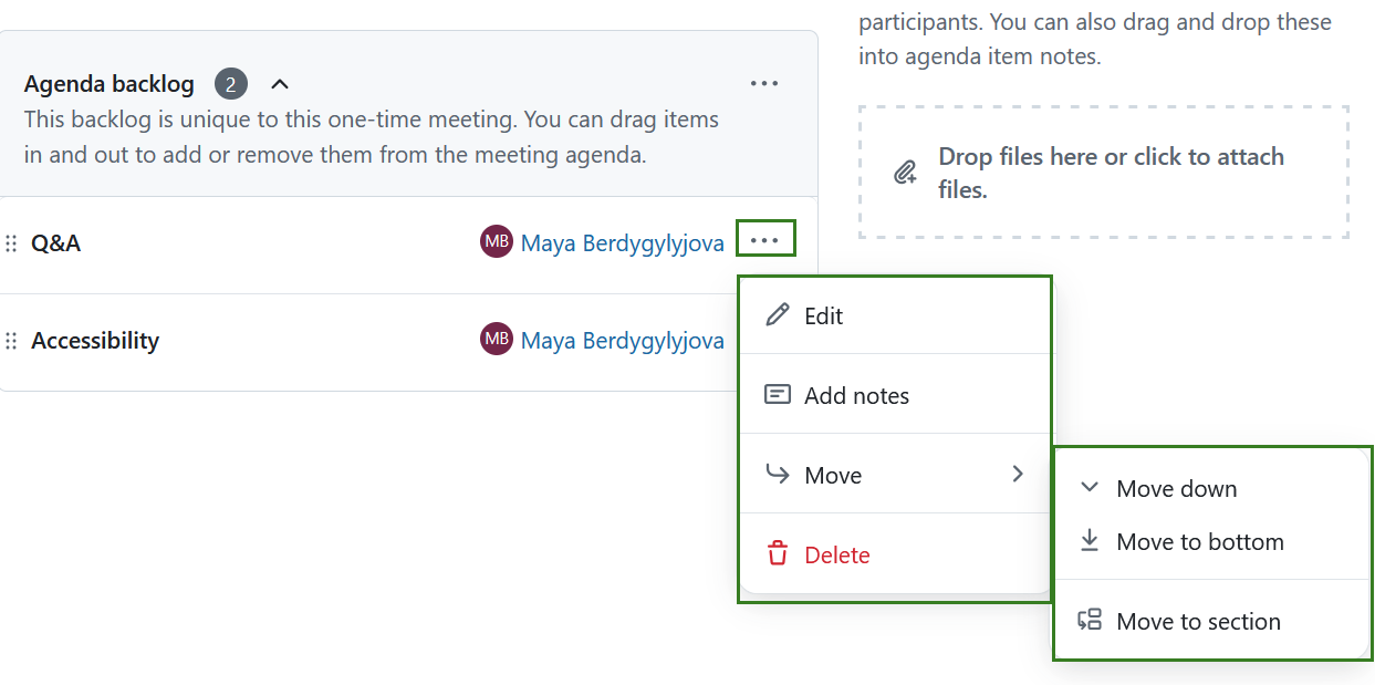 Move agenda items from the agenda backlog to the agenda in OpenProject Meetings