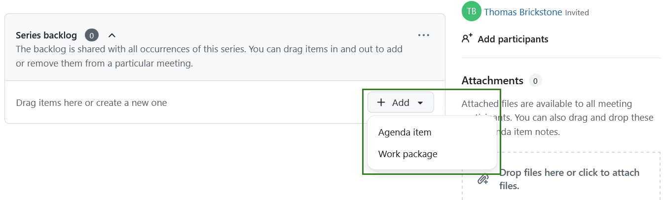 Agenda backlog in recurring meetings in OpenProject