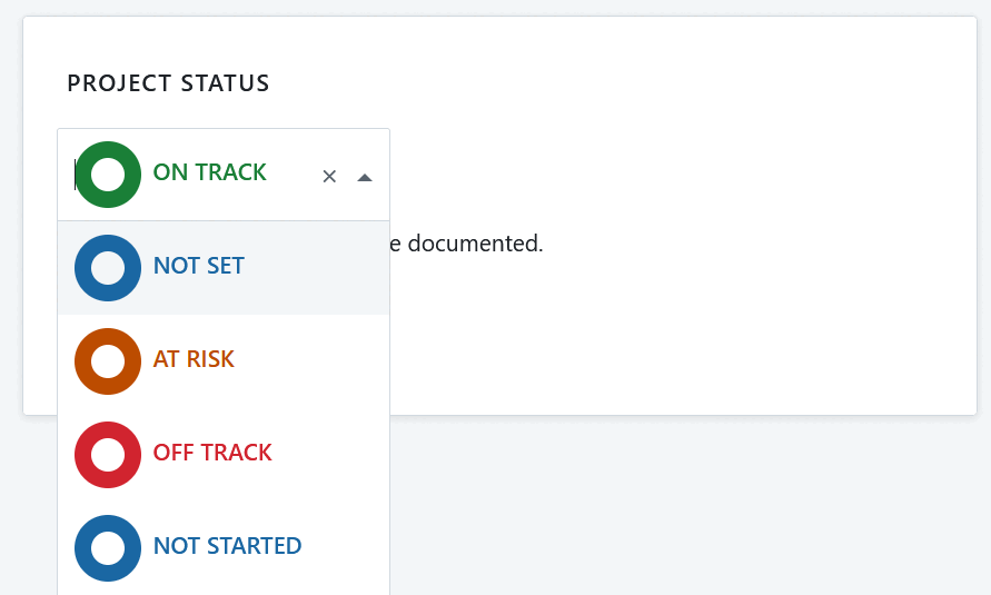 Widget de statut du projet affiché sur une page d’aperçu du projet dans OpenProject