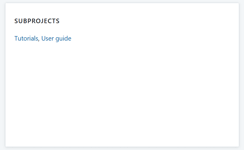 Widget des sous-projets affiché sur une page d’aperçu du projet dans OpenProject