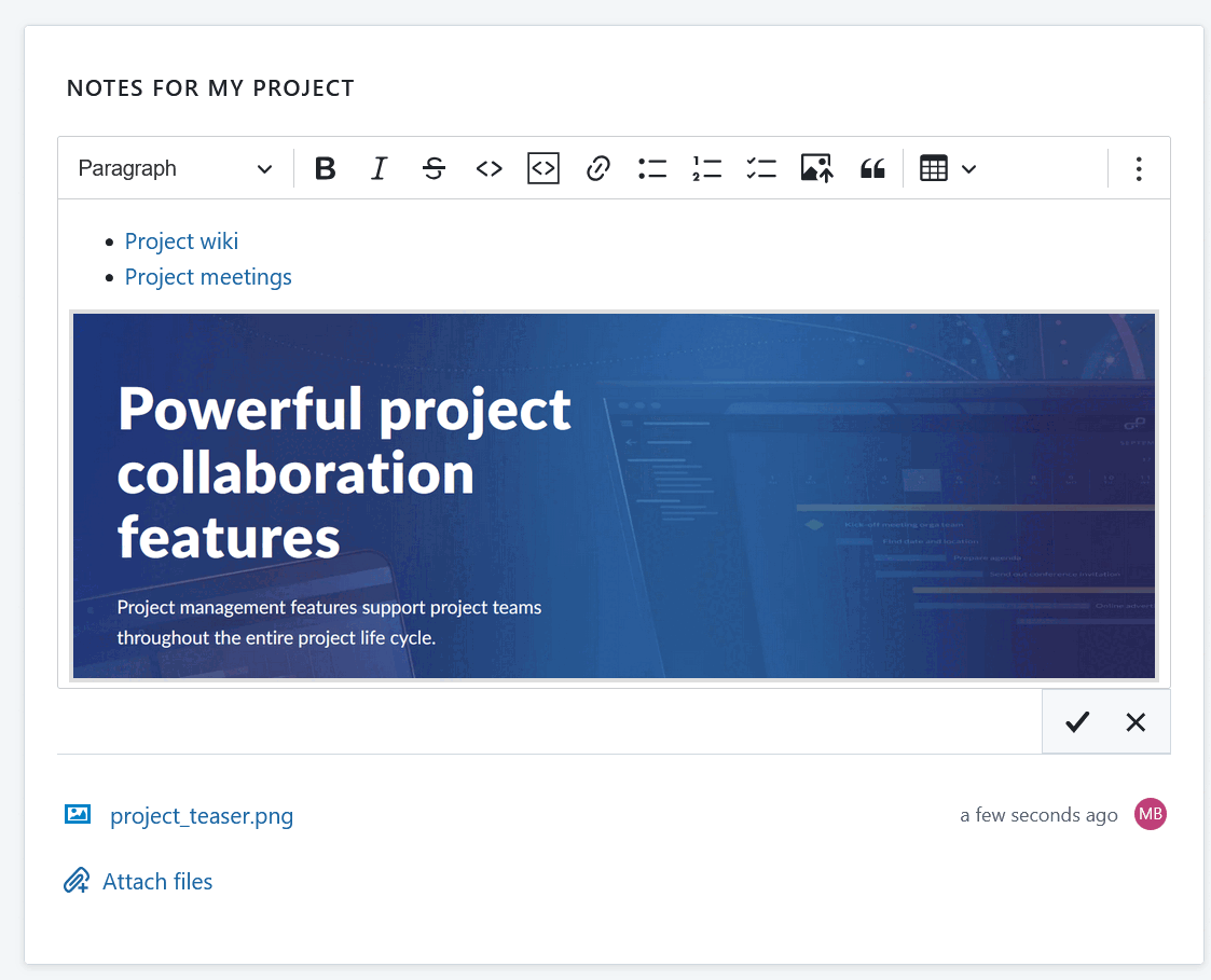 Custom text widget on a project home page in OpenProject