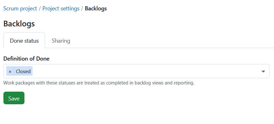 Manage backlogs settings under project settings in OpenProject