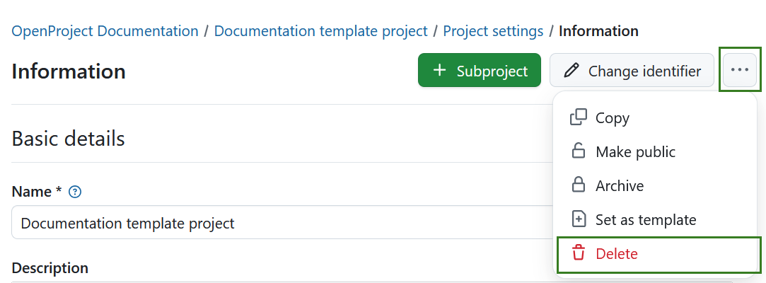 delete a project