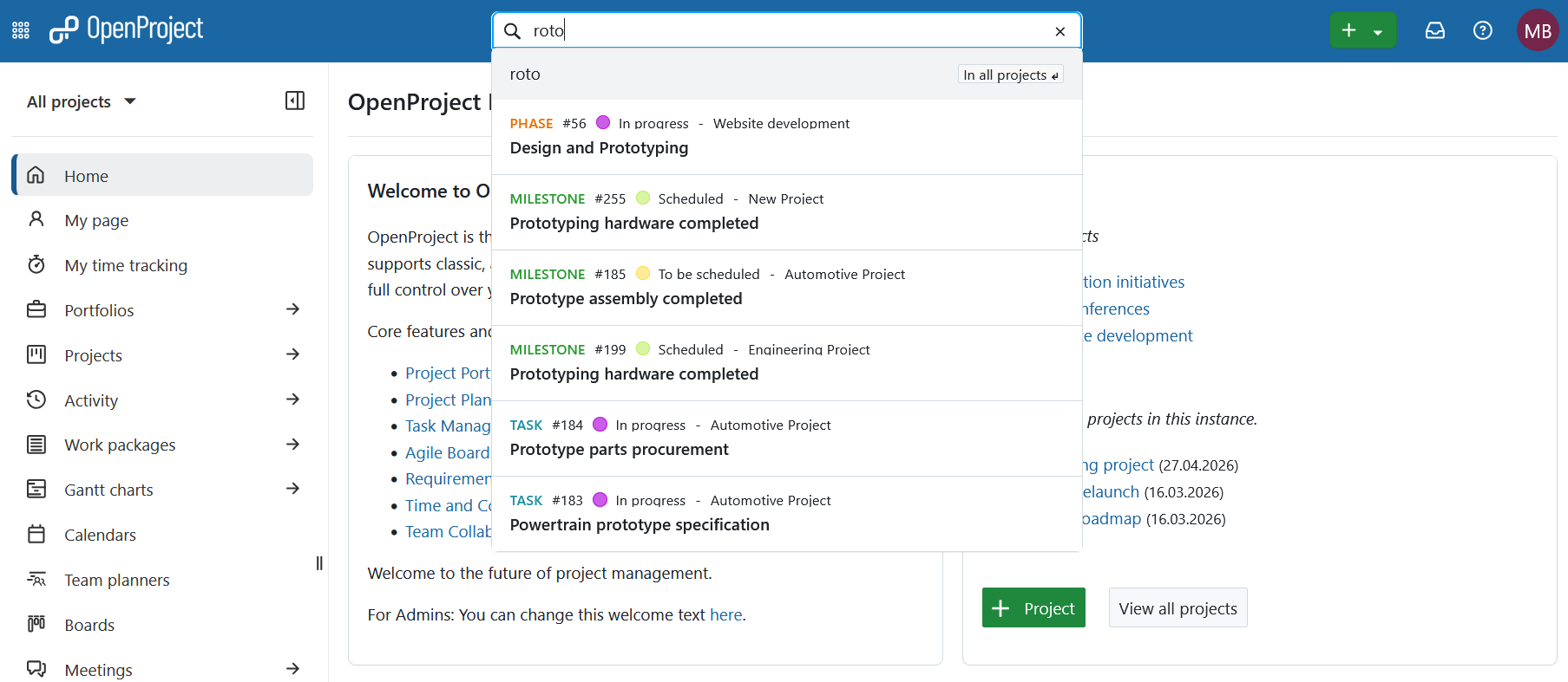 Partial text search for work package search in OpenProject