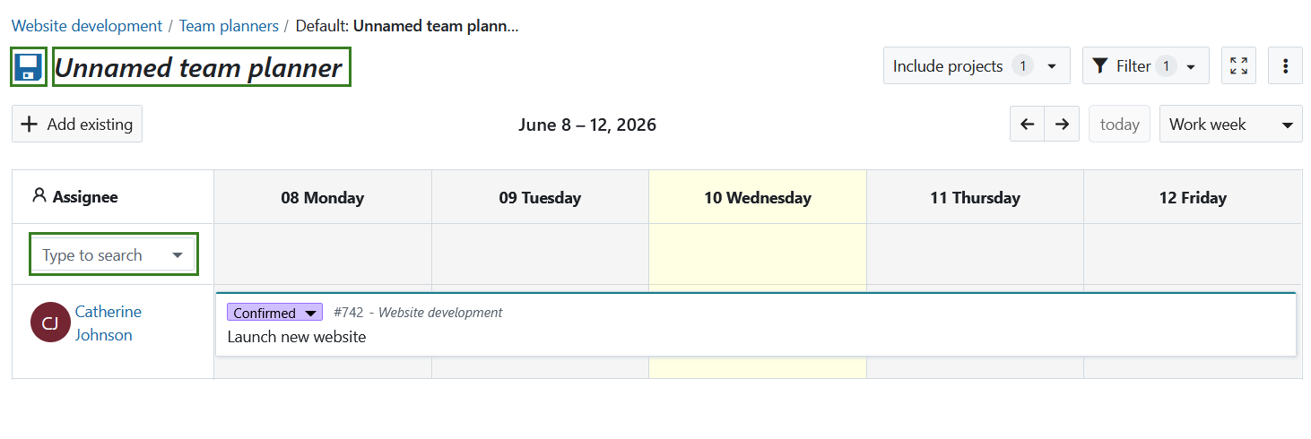 Hinzufügen von Teammitgliedern zu einem Team-Planer in OpenProject