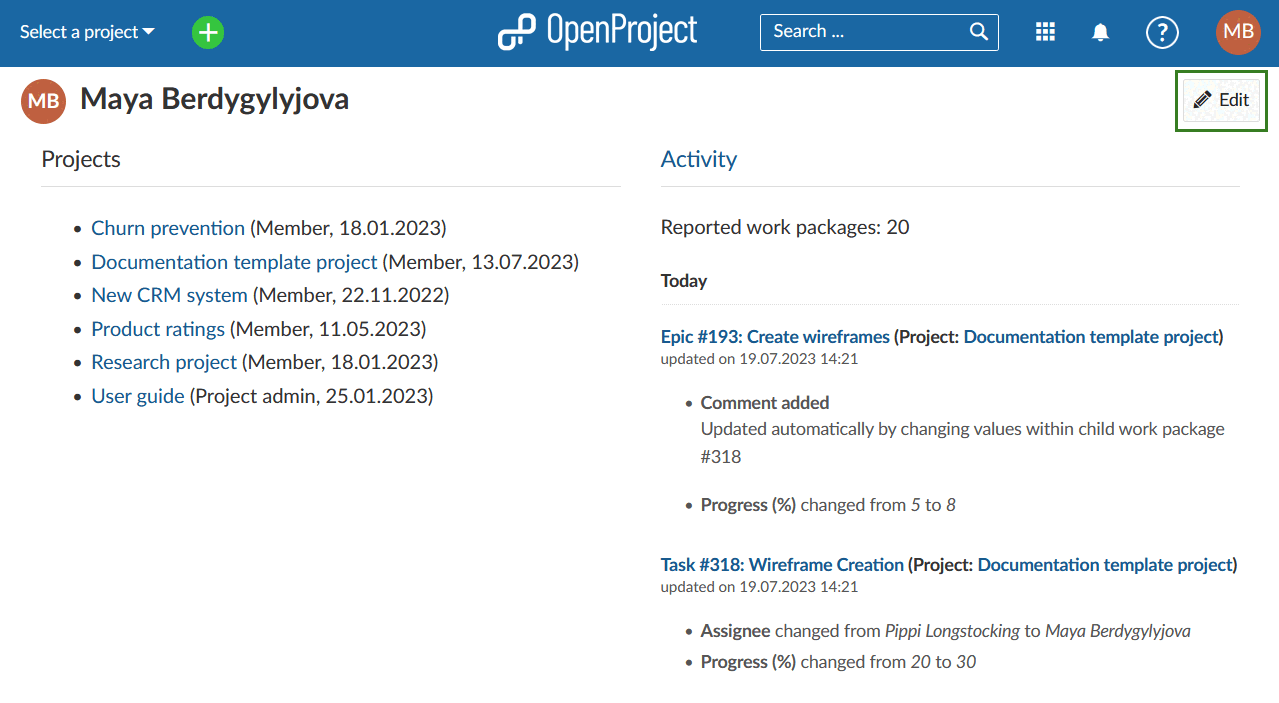 Editar perfil de utilizador