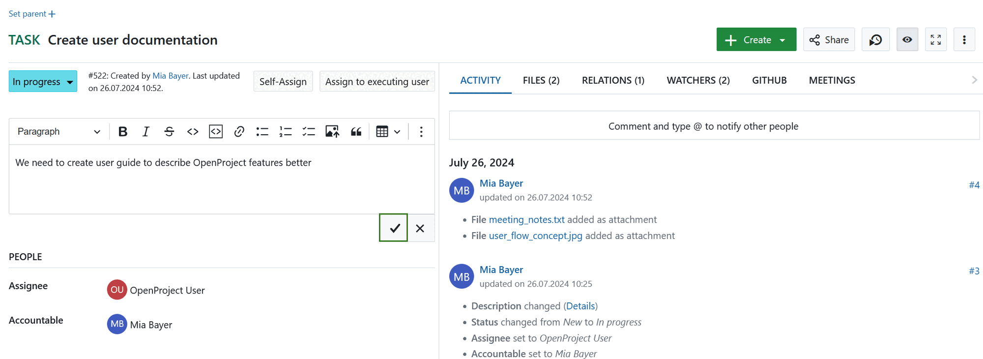 Editar un paquete de trabajo en OpenProject