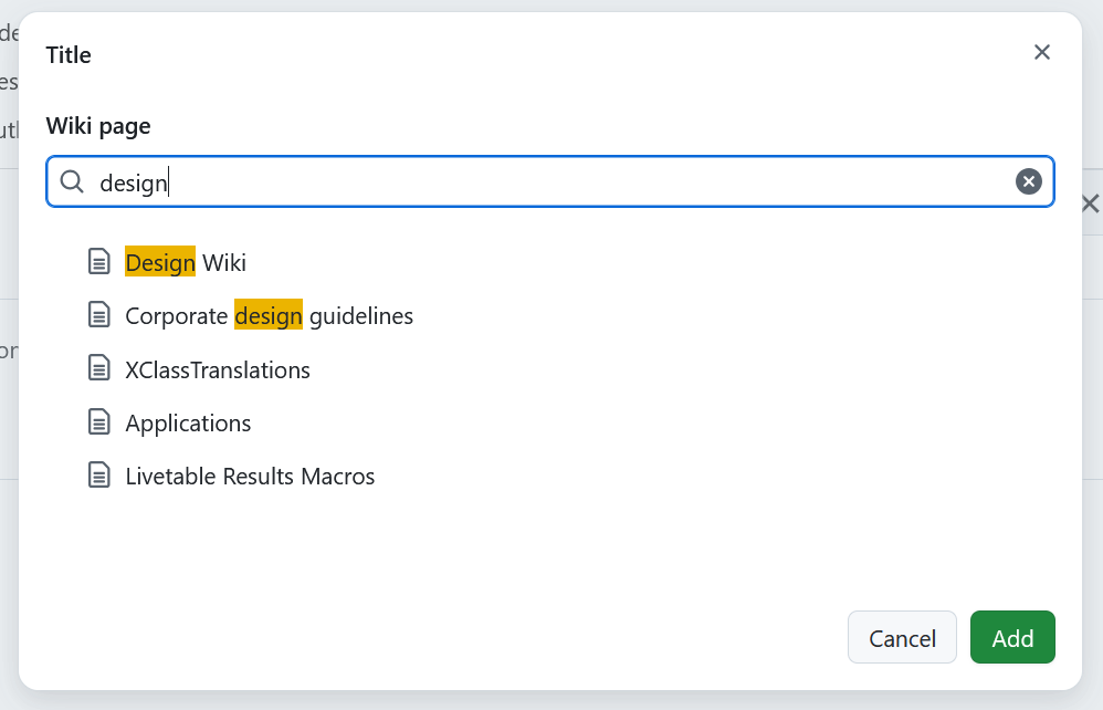 Selecione uma página wiki principal