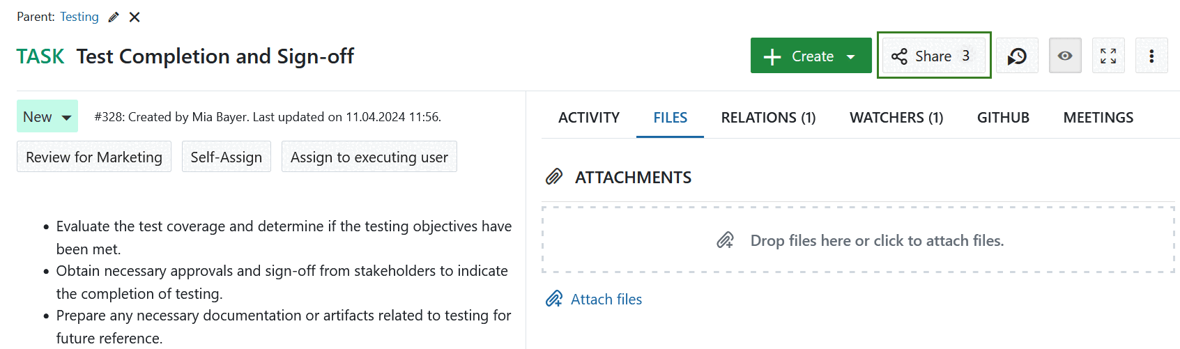 Número de usuarios compartidos que se muestran en el botón Compartir de la barra de herramientas en un paquete de trabajo de OpenProject