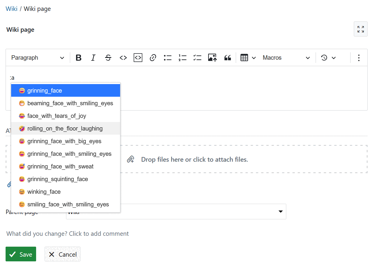 Insert an emoji into a WYSIWIG editor in OpenProject