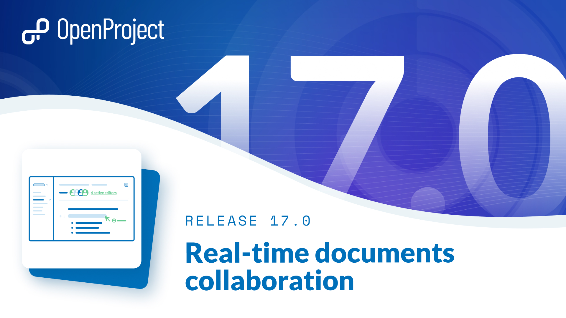 OpenProject 17.0 Release image with real-time document-collaboration